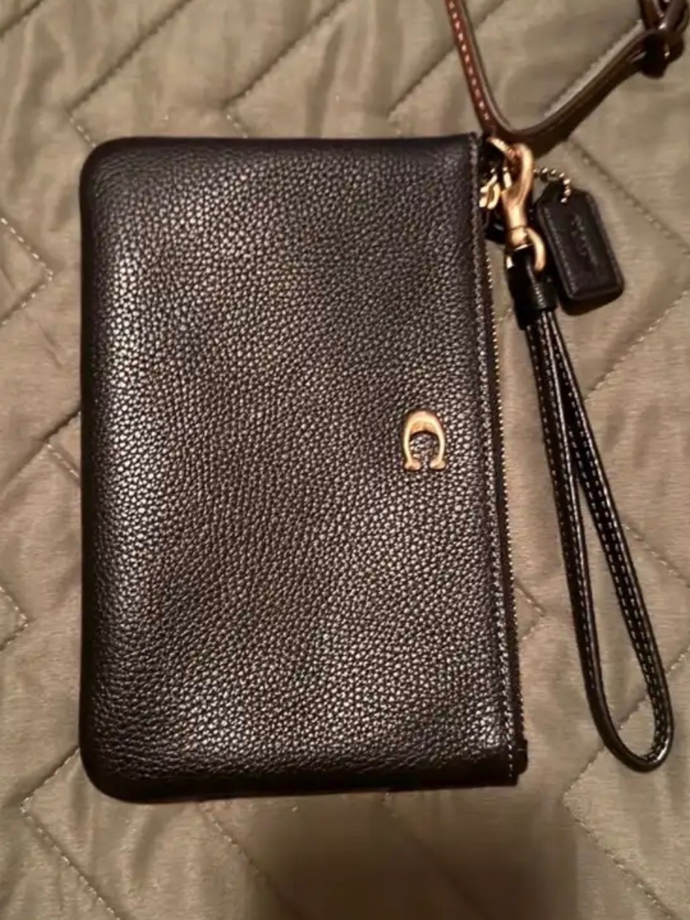 Leather Wristlet Phone Case - Black